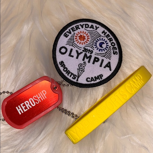 Olympia sports camp badge tag and bracelet NWOT - Picture 1 of 5